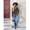 image:imageZeagoo Womens 2026 Fall V Neck Sweater Trendy Long Sleeve Casual Lightweight Ribbed Knit Pullover TopsDark Brown