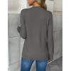 image:imageZeagoo Womens 2026 Fall V Neck Sweater Trendy Long Sleeve Casual Lightweight Ribbed Knit Pullover TopsDark Gray