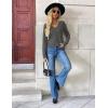 image:imageZeagoo Womens 2026 Fall V Neck Sweater Trendy Long Sleeve Casual Lightweight Ribbed Knit Pullover TopsDark Gray