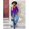 image:imageZeagoo Womens 2026 Fall V Neck Sweater Trendy Long Sleeve Casual Lightweight Ribbed Knit Pullover TopsDark Purple