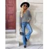 image:imageZeagoo Womens 2026 Fall V Neck Sweater Trendy Long Sleeve Casual Lightweight Ribbed Knit Pullover TopsGray