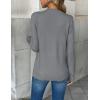 image:imageZeagoo Womens 2026 Fall V Neck Sweater Trendy Long Sleeve Casual Lightweight Ribbed Knit Pullover TopsGray