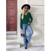 image:imageZeagoo Womens 2026 Fall V Neck Sweater Trendy Long Sleeve Casual Lightweight Ribbed Knit Pullover TopsGreen