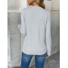 image:imageZeagoo Womens 2026 Fall V Neck Sweater Trendy Long Sleeve Casual Lightweight Ribbed Knit Pullover TopsLight Blue