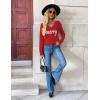 image:imageZeagoo Womens 2026 Fall V Neck Sweater Trendy Long Sleeve Casual Lightweight Ribbed Knit Pullover TopsMerry Chrismas