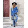 image:imageZeagoo Womens 2026 Fall V Neck Sweater Trendy Long Sleeve Casual Lightweight Ribbed Knit Pullover TopsSky Blue