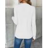 image:imageZeagoo Womens 2026 Fall V Neck Sweater Trendy Long Sleeve Casual Lightweight Ribbed Knit Pullover TopsWhite