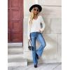 image:imageZeagoo Womens 2026 Fall V Neck Sweater Trendy Long Sleeve Casual Lightweight Ribbed Knit Pullover TopsWhite