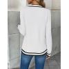 image:imageZeagoo Womens 2026 Fall V Neck Sweater Trendy Long Sleeve Casual Lightweight Ribbed Knit Pullover TopsWhite Stripe