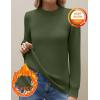 image:imageZeagoo Womens Fleece Sherpa Lined Sweater Mock Neck Long Sleeve Thermal Shirt 2026 Fall Winter Fuzzy Knit Jumper Tops SXXLArmy Green