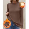 image:imageZeagoo Womens Fleece Sherpa Lined Sweater Mock Neck Long Sleeve Thermal Shirt 2026 Fall Winter Fuzzy Knit Jumper Tops SXXLCoffee