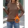 image:imageZeagoo Womens Fleece Sherpa Lined Sweater Mock Neck Long Sleeve Thermal Shirt 2026 Fall Winter Fuzzy Knit Jumper Tops SXXLCoffee