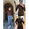 image:imageZeagoo Womens Fleece Sherpa Lined Sweater Mock Neck Long Sleeve Thermal Shirt 2026 Fall Winter Fuzzy Knit Jumper Tops SXXLCoffee