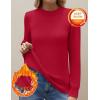 image:imageZeagoo Womens Fleece Sherpa Lined Sweater Mock Neck Long Sleeve Thermal Shirt 2026 Fall Winter Fuzzy Knit Jumper Tops SXXLRed