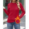 image:imageZeagoo Womens Fleece Sherpa Lined Sweater Mock Neck Long Sleeve Thermal Shirt 2026 Fall Winter Fuzzy Knit Jumper Tops SXXLRed