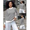 image:imageZeagoo Womens Fleece Sherpa Lined Sweater Mock Neck Long Sleeve Thermal Shirt 2026 Fall Winter Fuzzy Knit Jumper Tops SXXLWhite Black Stripe