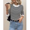 image:imageZeagoo Womens Fleece Sherpa Lined Sweater Mock Neck Long Sleeve Thermal Shirt 2026 Fall Winter Fuzzy Knit Jumper Tops SXXLWhite Black Stripe