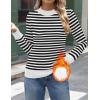 image:imageZeagoo Womens Fleece Sherpa Lined Sweater Mock Neck Long Sleeve Thermal Shirt 2026 Fall Winter Fuzzy Knit Jumper Tops SXXLWhite Black Stripe