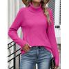 image:imageZeagoo Womens Turtleneck Sweater Fall Winter 2026 Long Sleeve Chunky Knitted Trendy Pullover TopsHot Pink