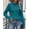image:imageZeagoo Womens Turtleneck Sweater Fall Winter 2026 Long Sleeve Chunky Knitted Trendy Pullover TopsLake Blue