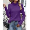 image:imageZeagoo Womens Turtleneck Sweater Fall Winter 2026 Long Sleeve Chunky Knitted Trendy Pullover TopsPurple