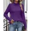 image:imageZeagoo Womens Turtleneck Sweater Fall Winter 2026 Long Sleeve Chunky Knitted Trendy Pullover TopsPurple