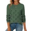 image:imageZeagoo Fall Sweaters for Women 2025 Casual Crewneck Knit Long Sleeve Loose Pullover Sweater Outfits TopsGreen Polka Dot