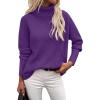 image:imageZeagoo Womens Turtleneck Sweater Fall Winter 2026 Long Sleeve Chunky Knitted Trendy Pullover TopsPurple