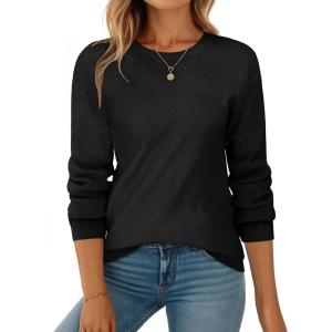 image:imageZeagoo Fall Sweaters for Women 2025 Casual Crewneck Knit Long Sleeve Loose Pullover Sweater Outfits TopsBlack