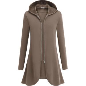 image:imageZeagoo Womens Fall Jacket 2025 Zip Up Hoodies Long Sleeve Long Tunic Sweatshirts Oversized Fleece Casual Coat with PocketCoffeegrey