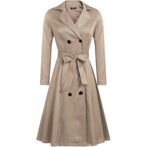 image:imageZeagoo Womens Trench Coats DoubleBreasted Long Coat with BeltKhaki Light