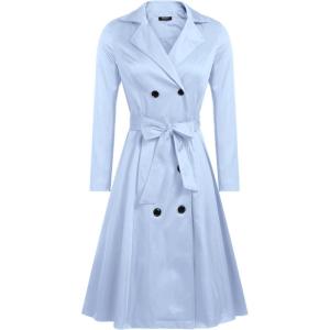 image:imageZeagoo Womens Trench Coats DoubleBreasted Long Coat with BeltLight Blue
