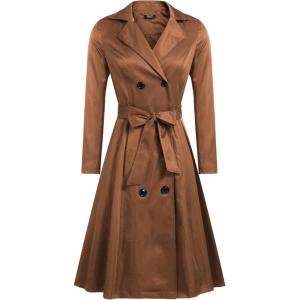 image:imageZeagoo Womens Trench Coats DoubleBreasted Long Coat with BeltLight Brown