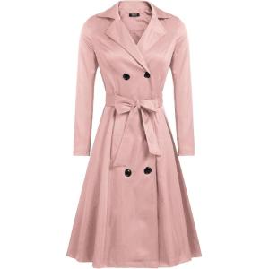 image:imageZeagoo Womens Trench Coats DoubleBreasted Long Coat with BeltLight Pink