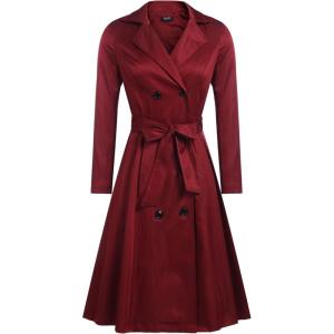 image:imageZeagoo Womens Trench Coats DoubleBreasted Long Coat with BeltWine Red
