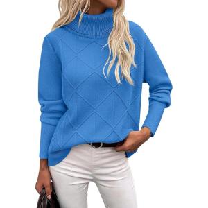 image:imageZeagoo Womens Turtleneck Sweater Fall Winter 2026 Long Sleeve Chunky Knitted Trendy Pullover TopsBlue
