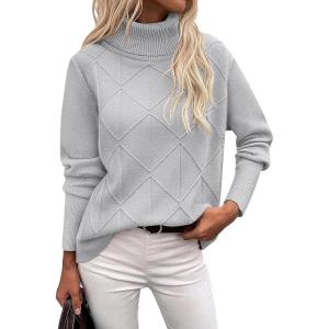 image:imageZeagoo Womens Turtleneck Sweater Fall Winter 2026 Long Sleeve Chunky Knitted Trendy Pullover TopsGray