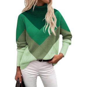 image:imageZeagoo Womens Turtleneck Sweater Fall Winter 2026 Long Sleeve Chunky Knitted Trendy Pullover TopsVgreen