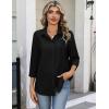image:imageZeagoo Button Down Shirts for Women 34 Sleeve Tops V Neck Collared Blouses Business Casual Outfits S2XLBlack