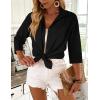 image:imageZeagoo Button Down Shirts for Women 34 Sleeve Tops V Neck Collared Blouses Business Casual Outfits S2XLBlack