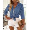 image:imageZeagoo Button Down Shirts for Women 34 Sleeve Tops V Neck Collared Blouses Business Casual Outfits S2XLNavy Blue