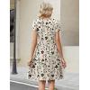 image:imageZeagoo Women Summer Dress 2026 Short Sleeve Aline Mini Dresses with Pockets Casual Swing Tshirt Dress Vocation Beach SundressBeige Print