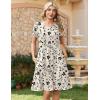 image:imageZeagoo Women Summer Dress 2026 Short Sleeve Aline Mini Dresses with Pockets Casual Swing Tshirt Dress Vocation Beach SundressBeige Print