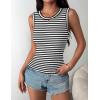 image:imageZeagoo Womens Sleeveless Crewneck Ribbed Tank Tops Casual Basic Summer Top Slim Fitted Racerback ShirtsA  Stripe Black White