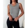 image:imageZeagoo Womens Sleeveless Crewneck Ribbed Tank Tops Casual Basic Summer Top Slim Fitted Racerback ShirtsA  Stripe Black White