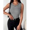 image:imageZeagoo Womens Sleeveless Crewneck Ribbed Tank Tops Casual Basic Summer Top Slim Fitted Racerback ShirtsA  Stripe Black White