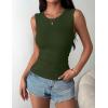 image:imageZeagoo Womens Sleeveless Crewneck Ribbed Tank Tops Casual Basic Summer Top Slim Fitted Racerback ShirtsArmy Green