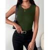 image:imageZeagoo Womens Sleeveless Crewneck Ribbed Tank Tops Casual Basic Summer Top Slim Fitted Racerback ShirtsArmy Green