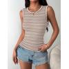 image:imageZeagoo Womens Sleeveless Crewneck Ribbed Tank Tops Casual Basic Summer Top Slim Fitted Racerback ShirtsB  Stripe Brown White