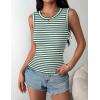 image:imageZeagoo Womens Sleeveless Crewneck Ribbed Tank Tops Casual Basic Summer Top Slim Fitted Racerback ShirtsB  Stripe Green White
